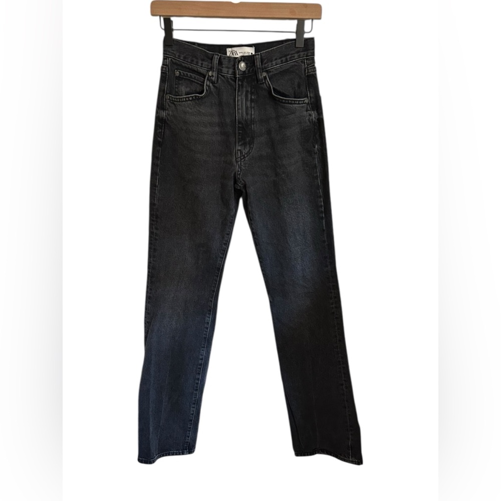 Zara | Women’s Charcoal High Waist / Wide Leg Denim Jeans | Size 2